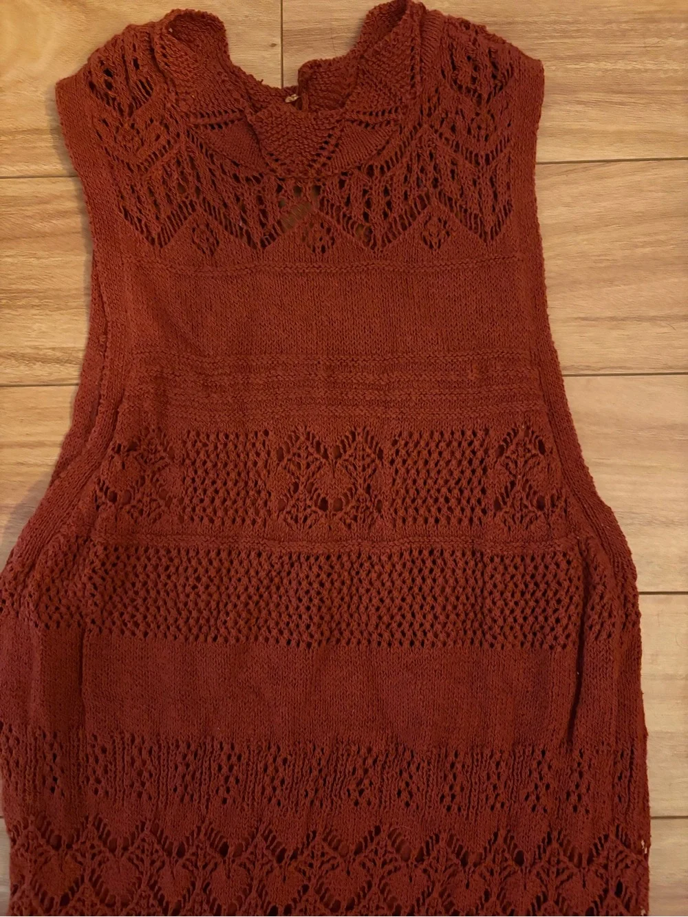 Anthropologie Terracotta Textured Sleeveless Knit Midi Dress